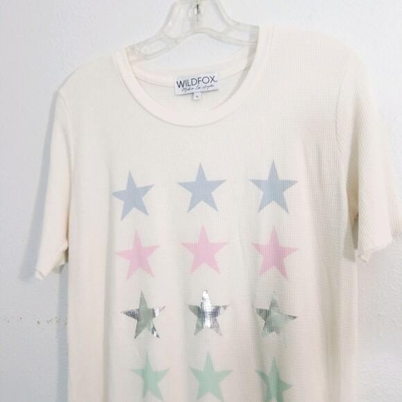 Wildfox Star striped waffle knit Henley tunic top - Picture 7 of 12